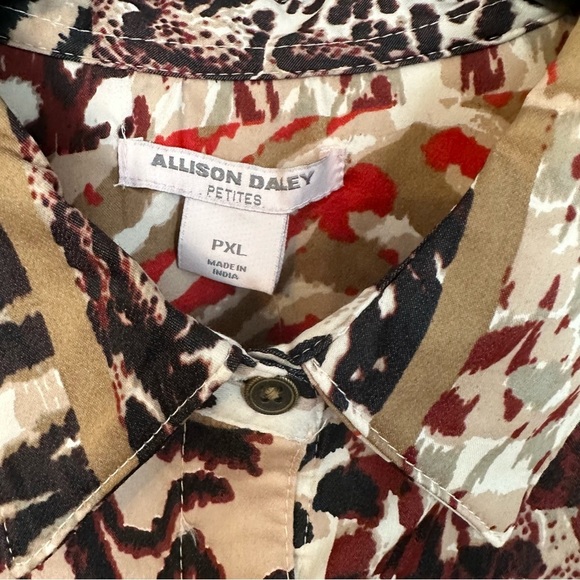 Allison Daley Shirt Button Up Animal Print Tan & Black Patchwork Size PXL - Picture 4 of 12